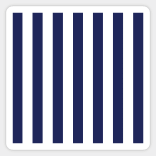 Navy Blue and White Stripes, Vertical Awning Stripes Sticker